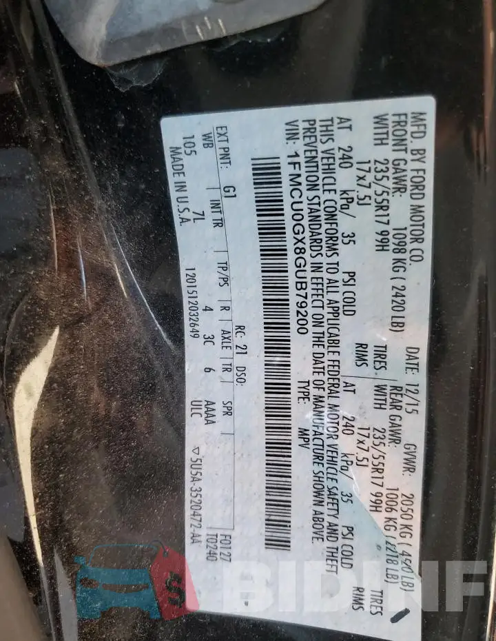 1FMCU0GX8GUB79200 Photo# 13