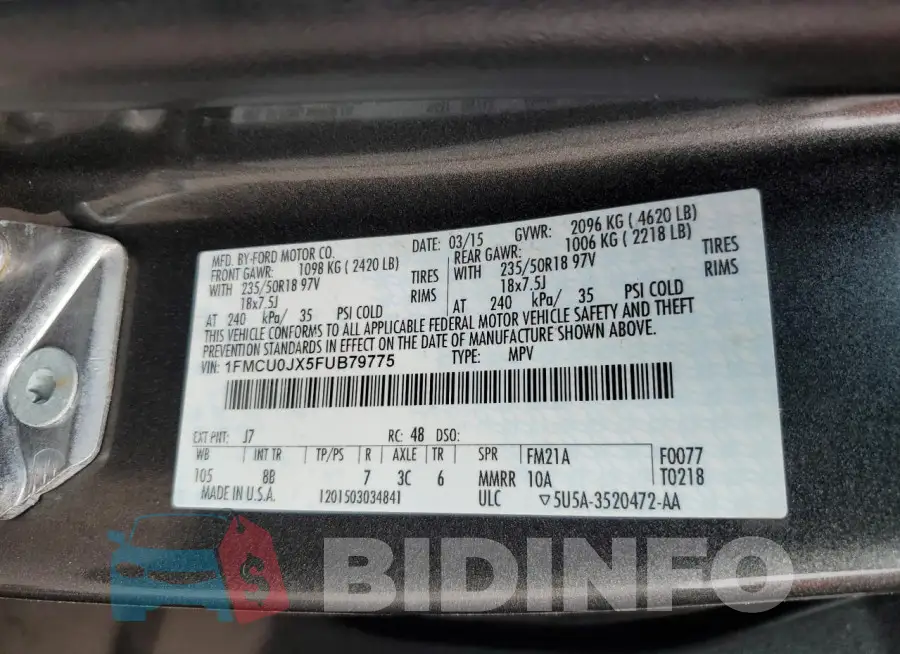 1FMCU0JX5FUB79775 Photo# 13