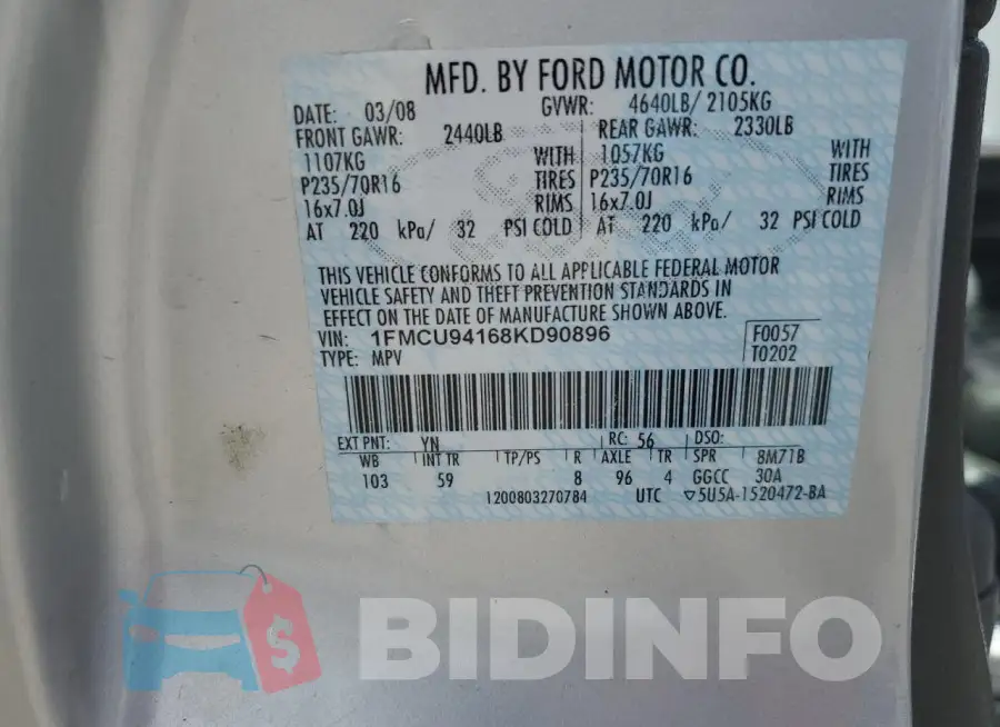 1FMCU94168KD90896 Photo# 14
