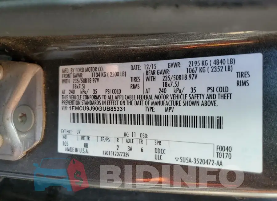 1FMCU9J90GUB85331 Photo# 13