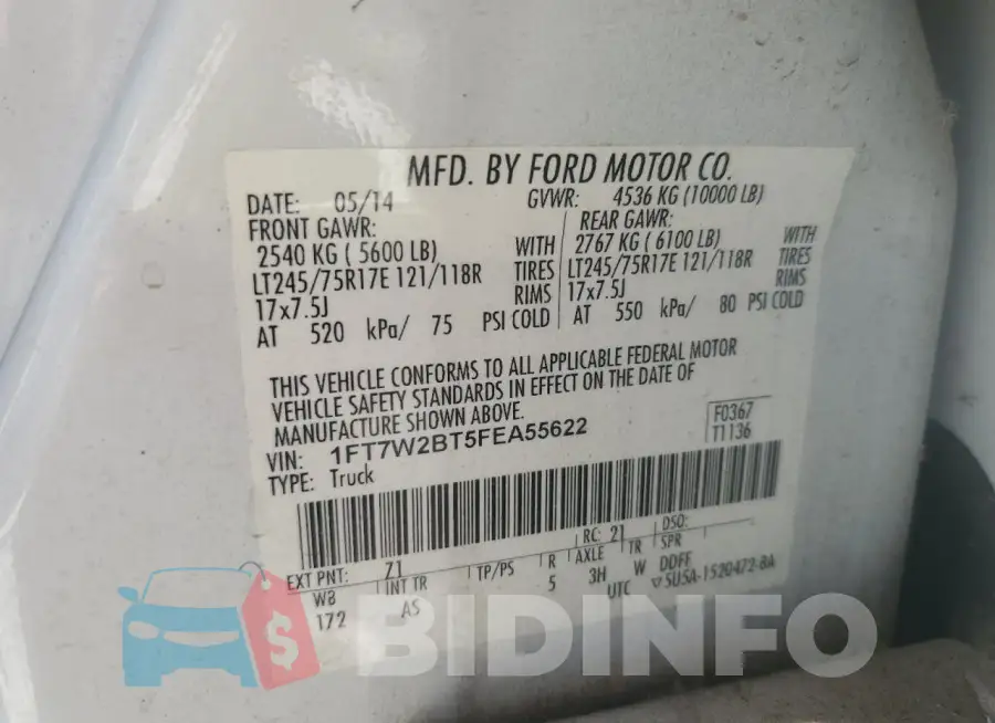 1FT7W2BT5FEA55622 Photo# 12