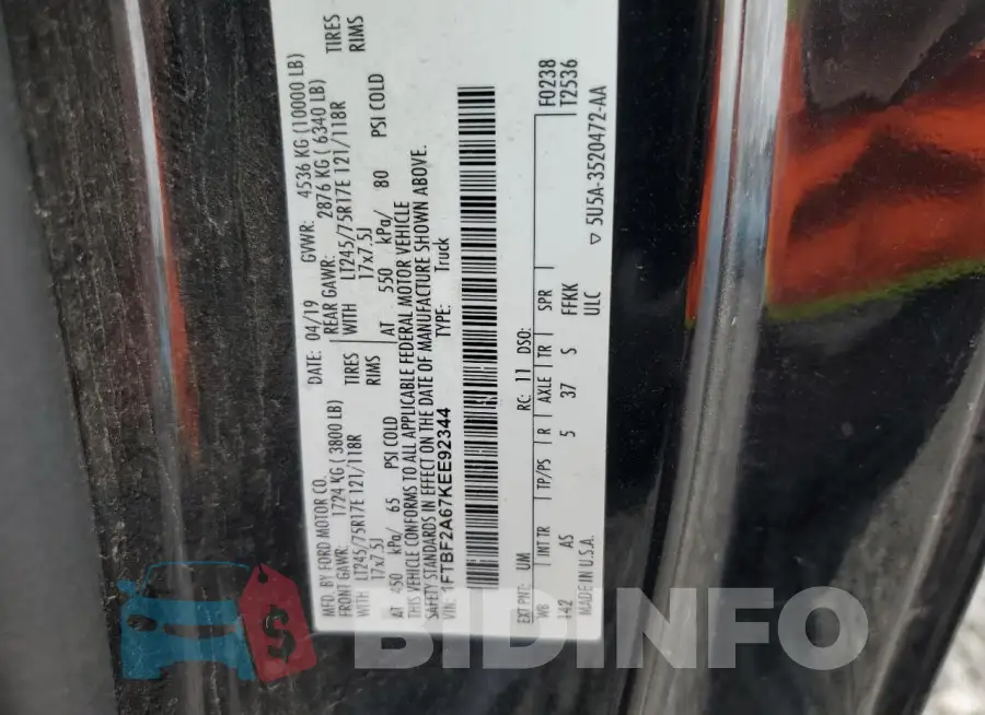 1FTBF2A67KEE92344 Photo# 12