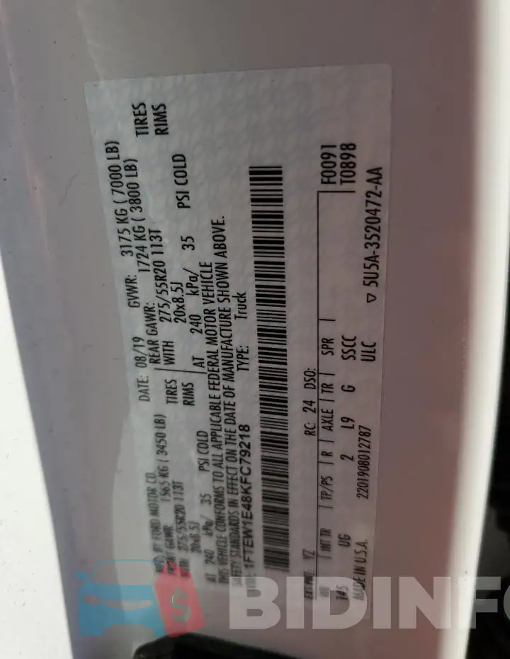 1FTEW1E48KFC79218 Photo# 12