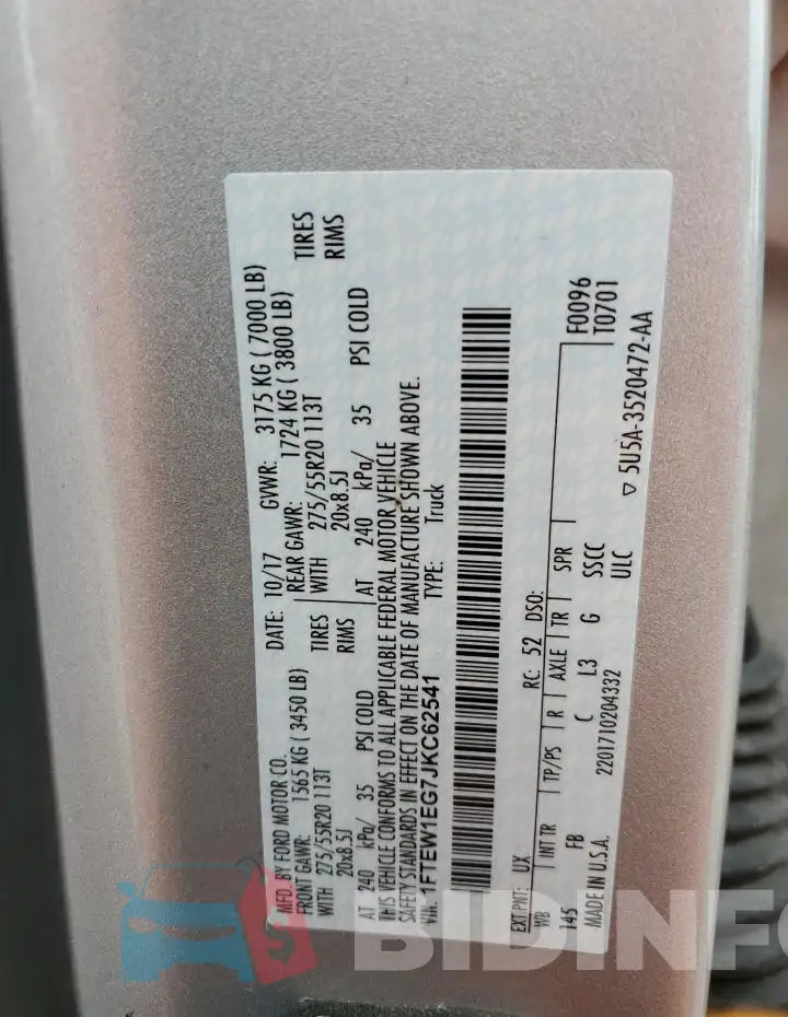 1FTEW1EG7JKC62541 Photo# 12