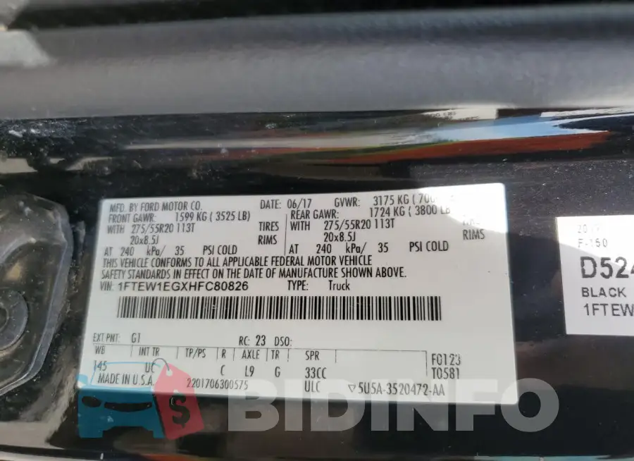 1FTEW1EGXHFC80826 Photo# 12