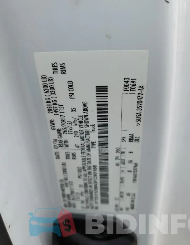 1FTEX1E89GFC90168 Photo# 12