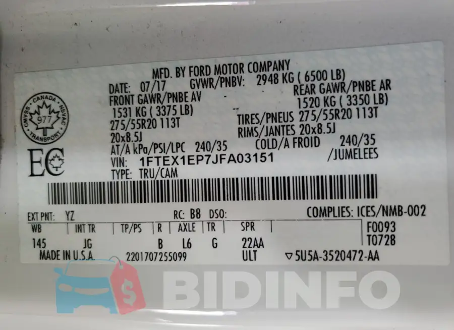 1FTEX1EP7JFA03151 Photo# 12