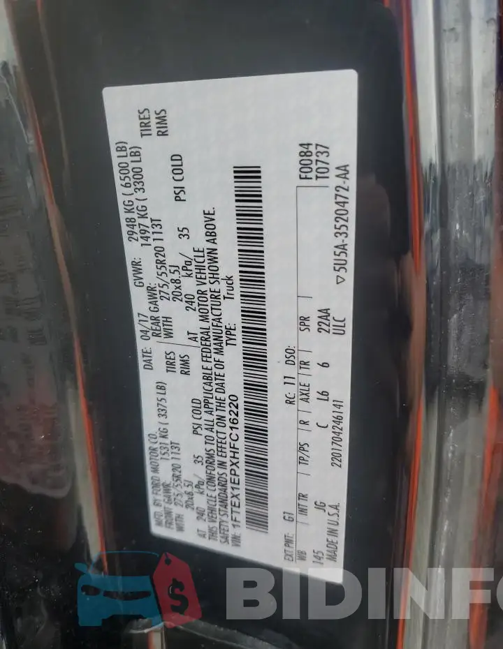 1FTEX1EPXHFC16220 Photo# 12