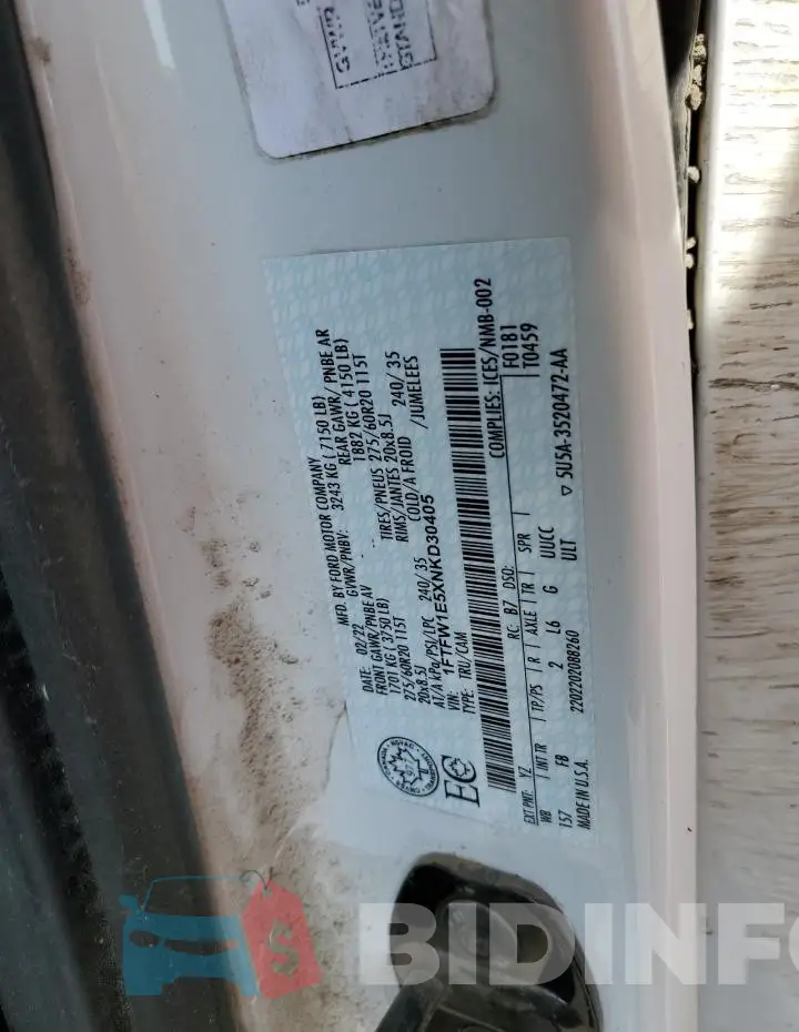 1FTFW1E5XNKD30405 Photo# 12