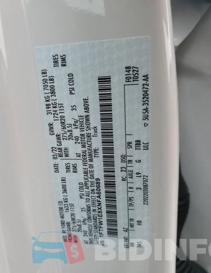 1FTFW1E8XNFA60689 Photo# 13