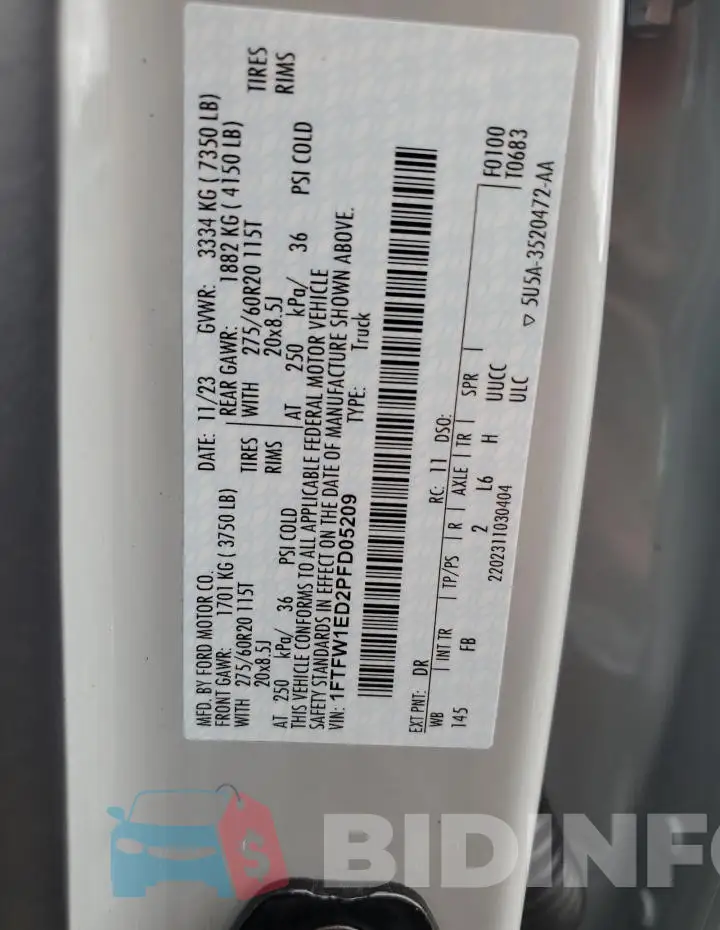 1FTFW1ED2PFD05209 Photo# 12