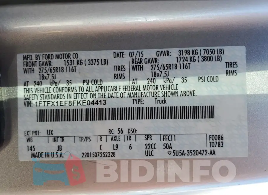 1FTFX1EF8FKE04413 Photo# 12