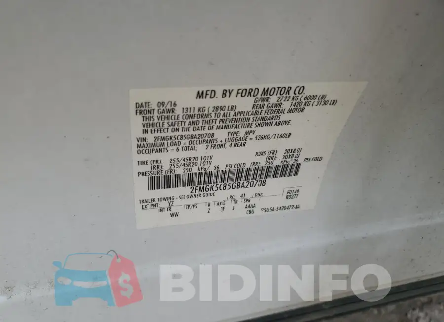 2FMGK5C85GBA20708 Photo# 14
