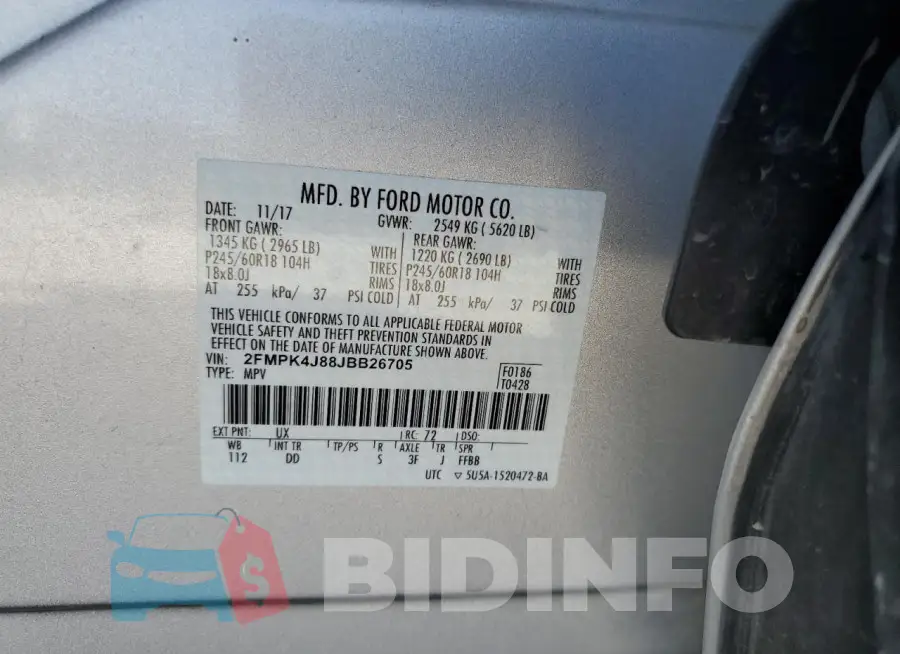 2FMPK4J88JBB26705 Photo# 12