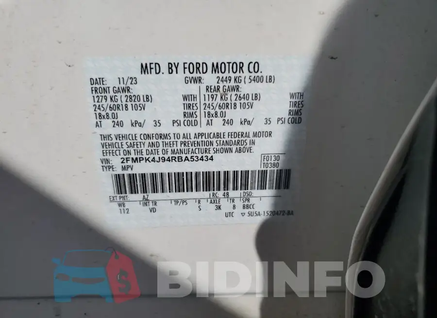 2FMPK4J94RBA53434 Photo# 14