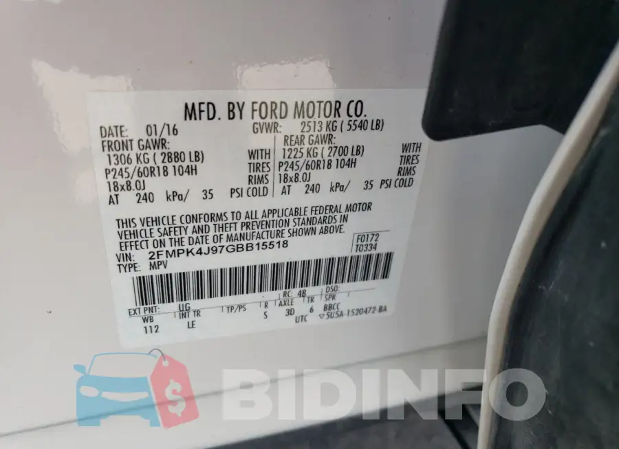 2FMPK4J97GBB15518 Photo# 13
