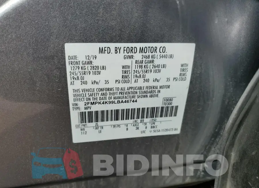 2FMPK4K99LBA46744 Photo# 14