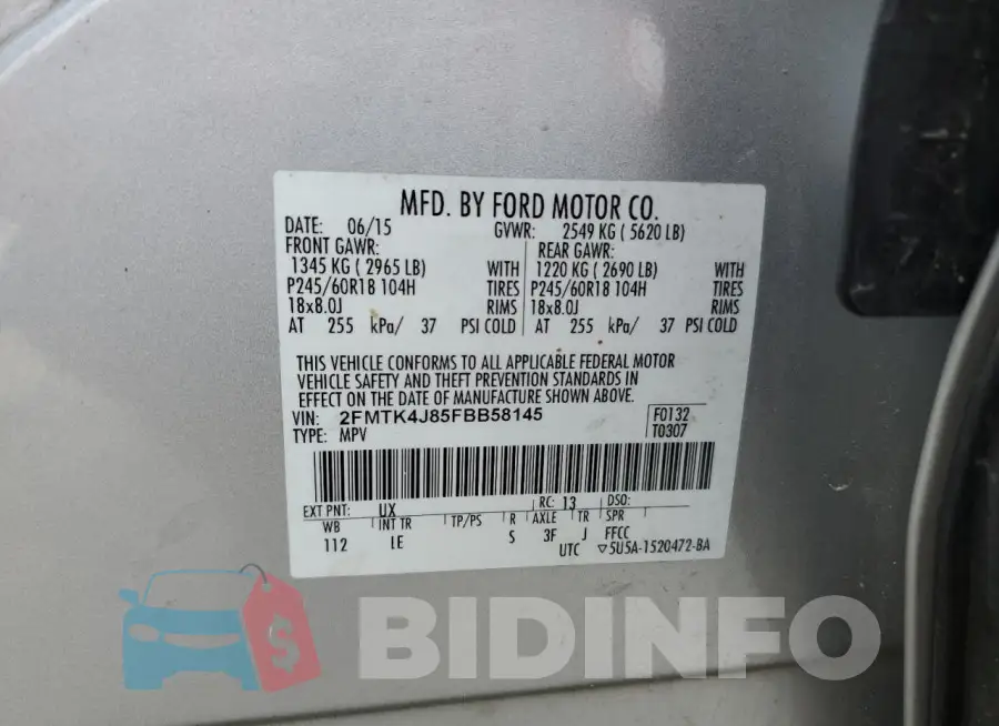2FMTK4J85FBB58145 Photo# 12