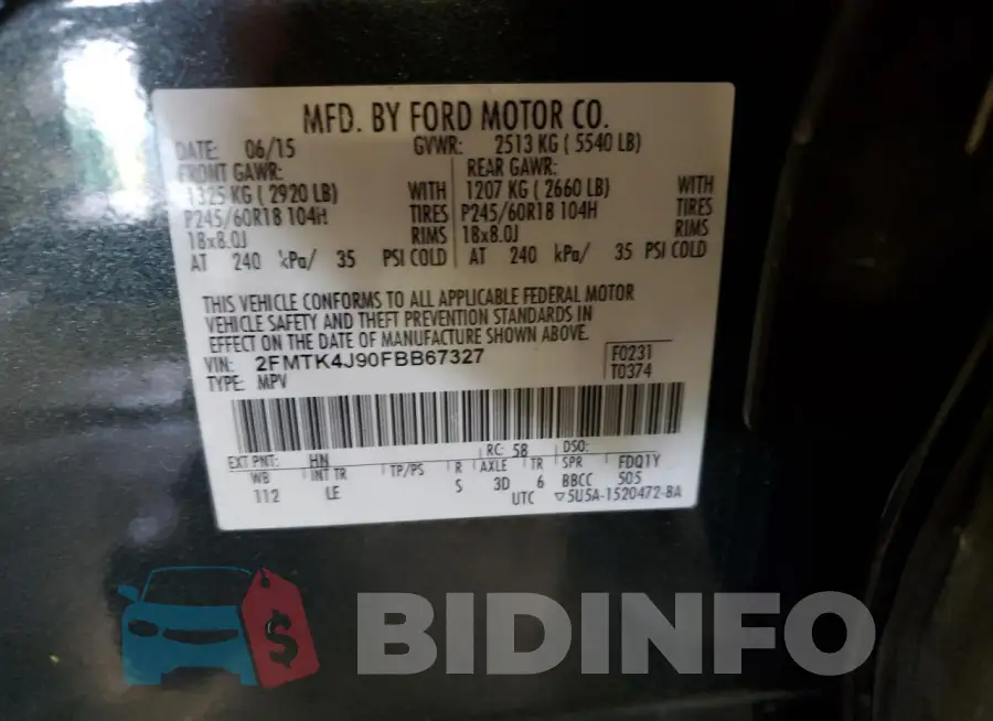 2FMTK4J90FBB67327 Photo# 13
