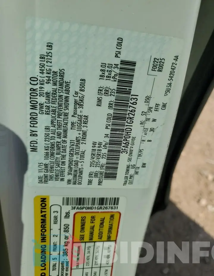 3FA6P0HD1GR267631 Photo# 12