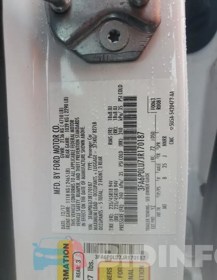 3FA6P0LU7JR170187 Photo# 12
