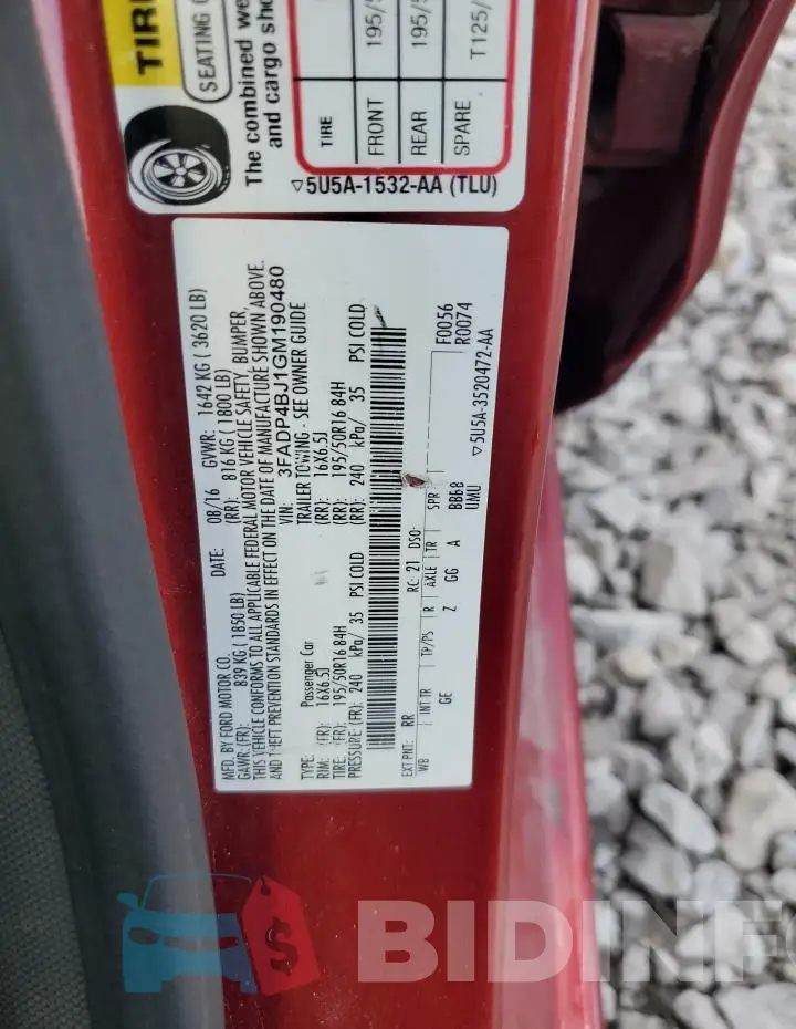 3FADP4BJ1GM190480 Photo# 12