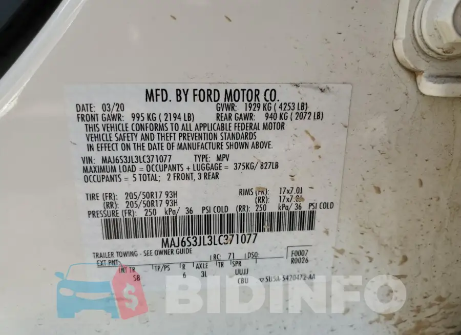 MAJ6S3JL3LC371077 Photo# 12