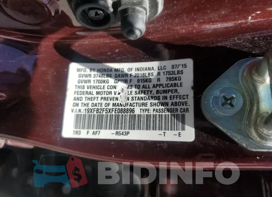 19XFB2F5XFE088896 Photo# 12