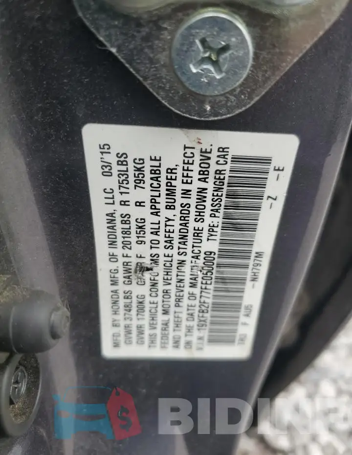 19XFB2F77FE050009 Photo# 12
