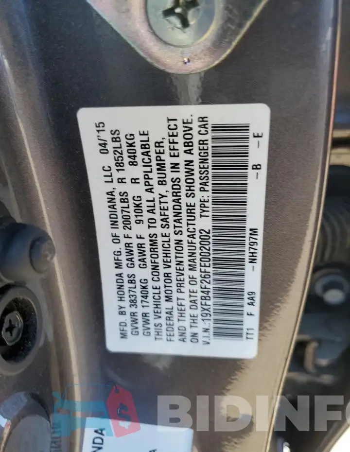 19XFB4F26FE002002 Photo# 12