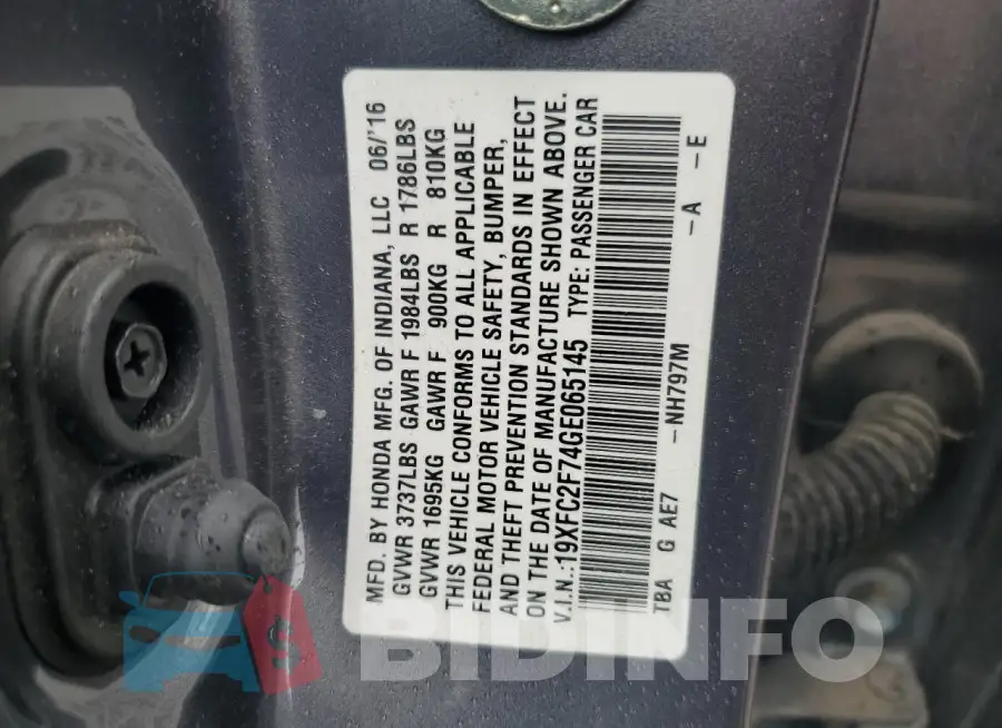 19XFC2F74GE065145 Photo# 12
