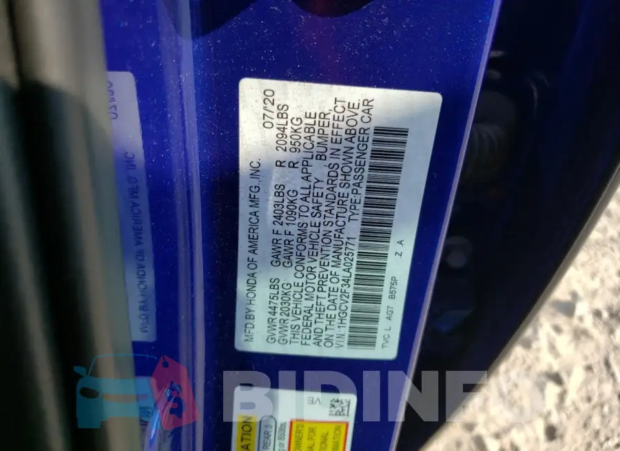 1HGCV2F34LA025771 Photo# 13