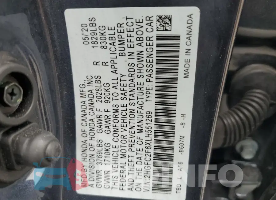 2HGFC2F6XLH551269 Photo# 12