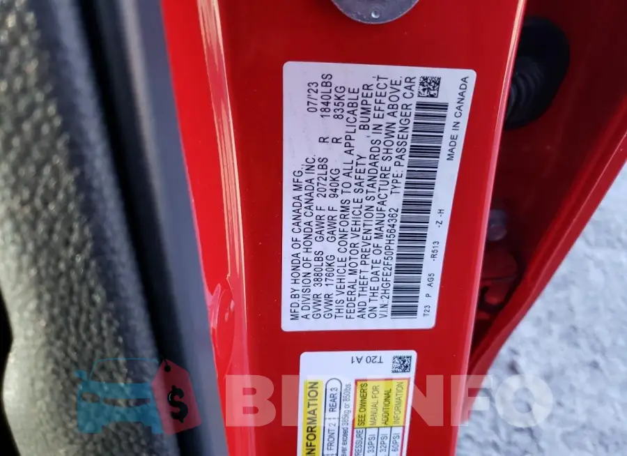 2HGFE2F50PH564362 Photo# 12