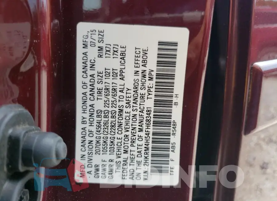 2HKRM4H54FH683481 Photo# 13