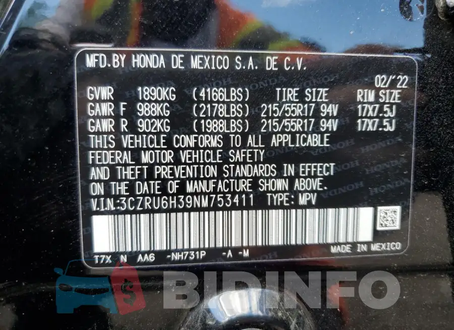 3CZRU6H39NM753411 Photo# 13