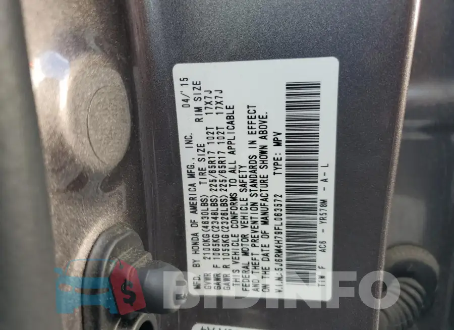 5J6RM4H79FL063572 Photo# 13