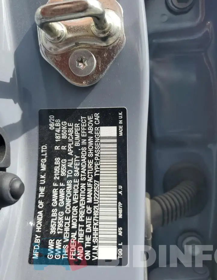 SHHFK7H92LU222527 Photo# 12