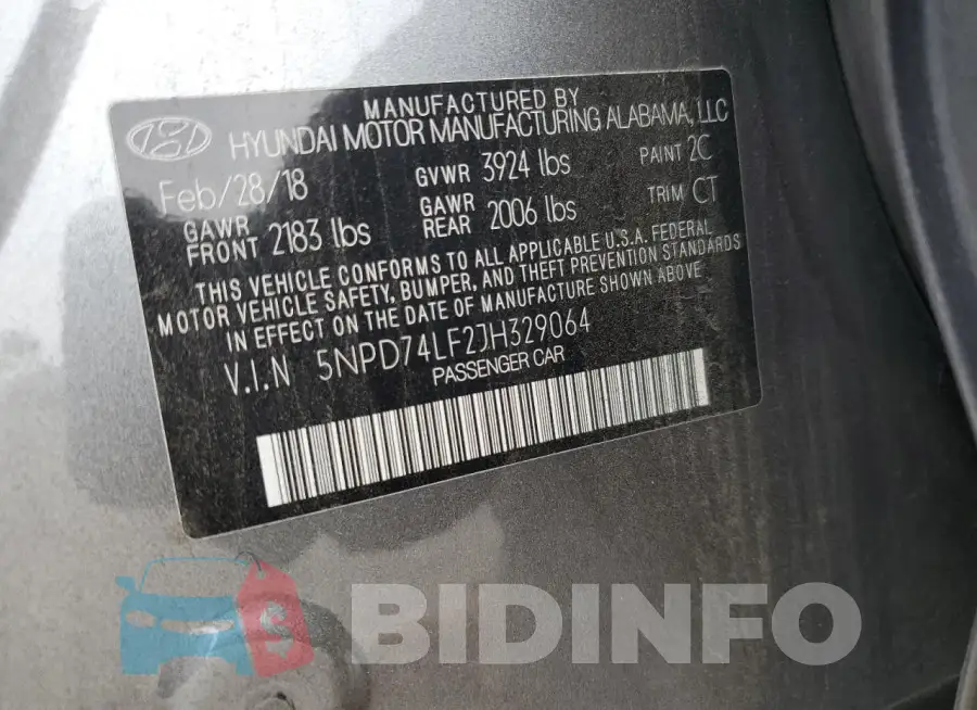 5NPD74LF2JH329064 Photo# 12