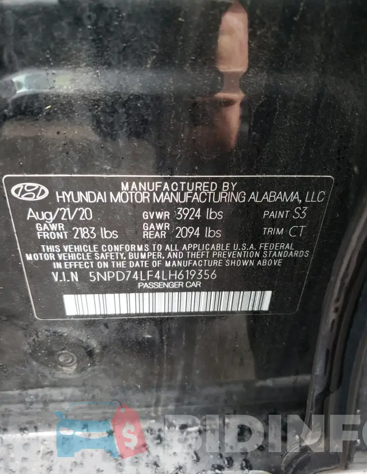 5NPD74LF4LH619356 Photo# 12