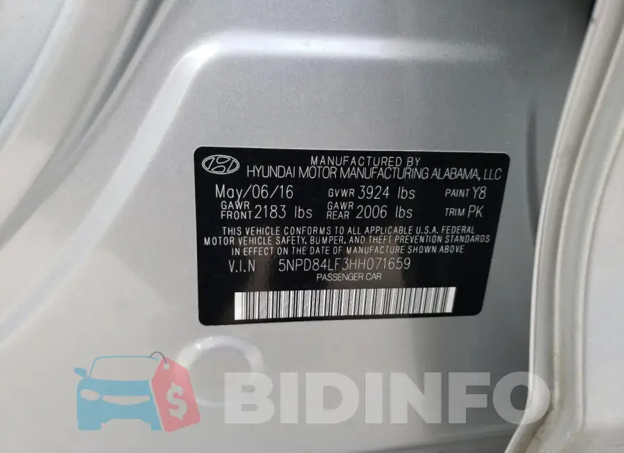 5NPD84LF3HH071659 Photo# 12