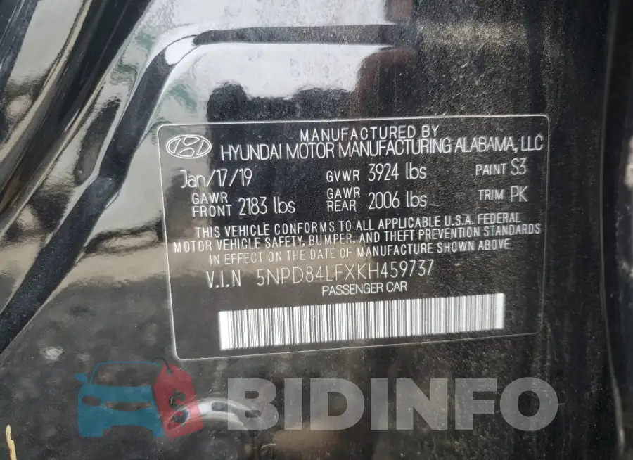 5NPD84LFXKH459737 Photo# 13
