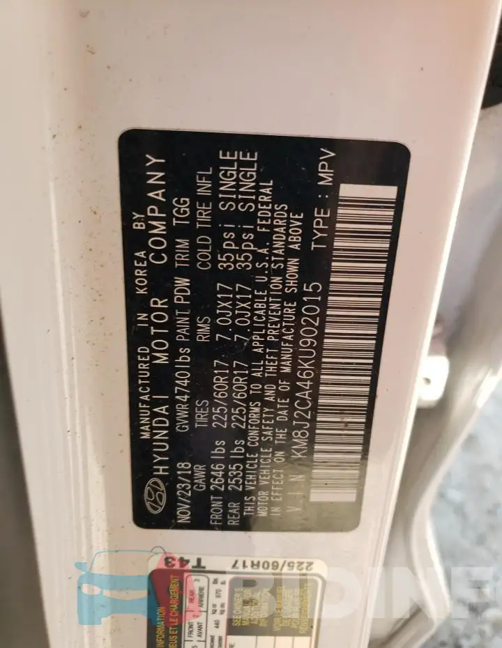 KM8J2CA46KU902015 Photo# 13