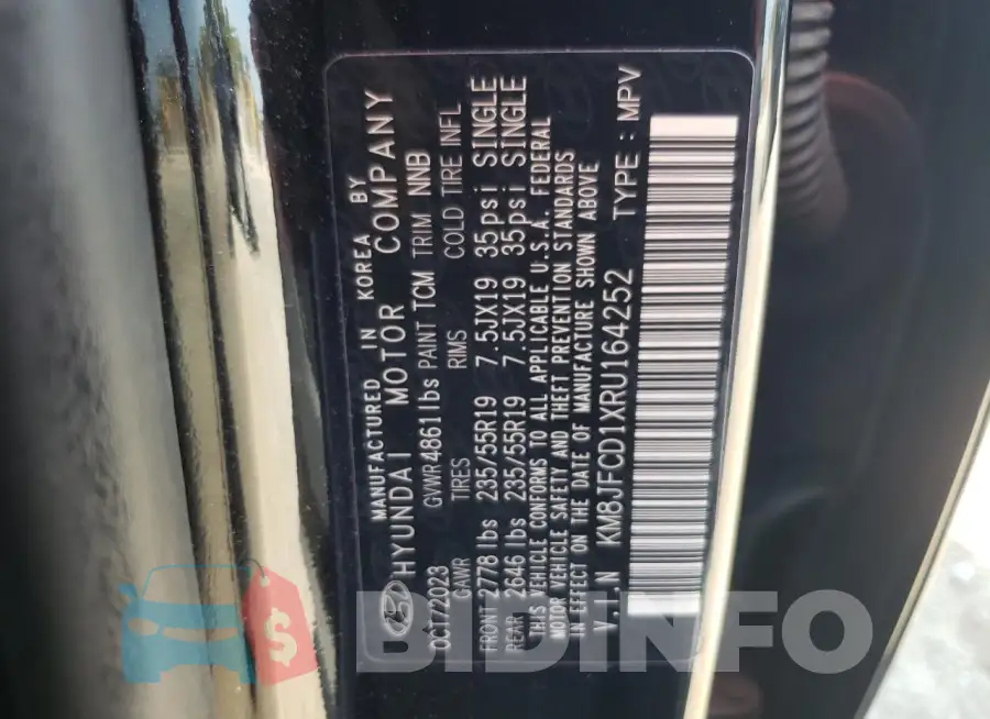 KM8JFCD1XRU164252 Photo# 14