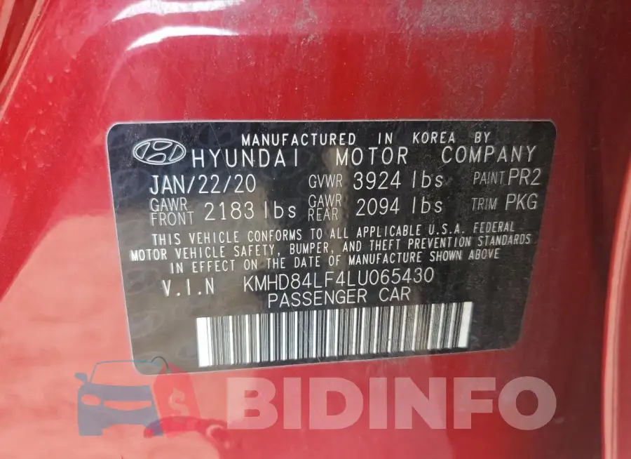 KMHD84LF4LU065430 Photo# 12