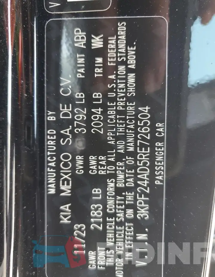 3KPF24AD5RE726504 Photo# 12