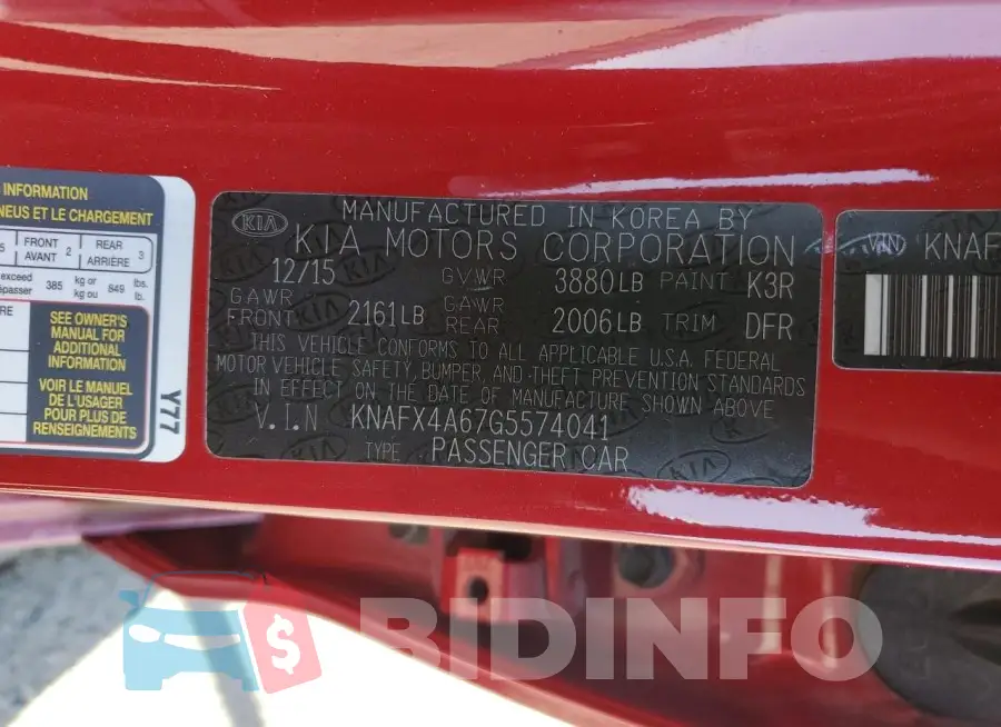 KNAFX4A67G5574041 Photo# 12