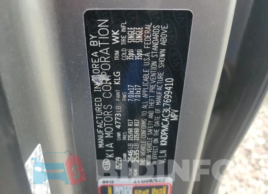 KNDPMCAC3L7699410 Photo# 14