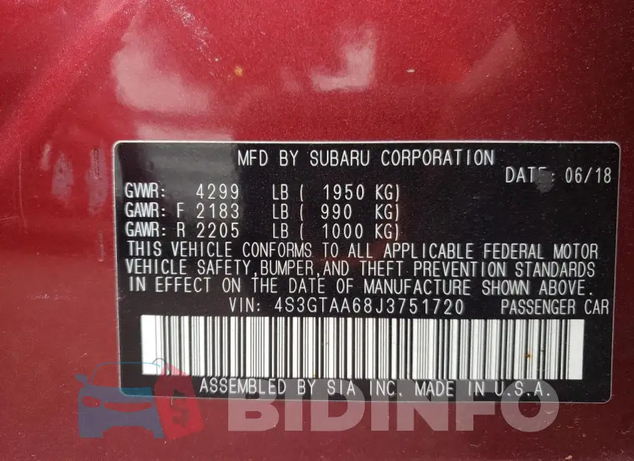 4S3GTAA68J3751720 Photo# 12