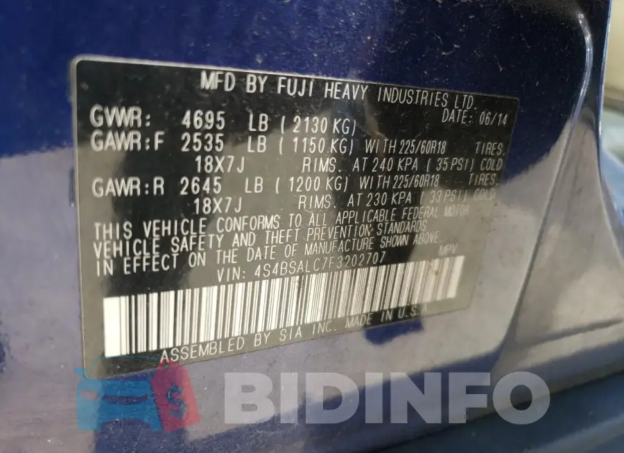 4S4BSALC7F3202707 Photo# 12